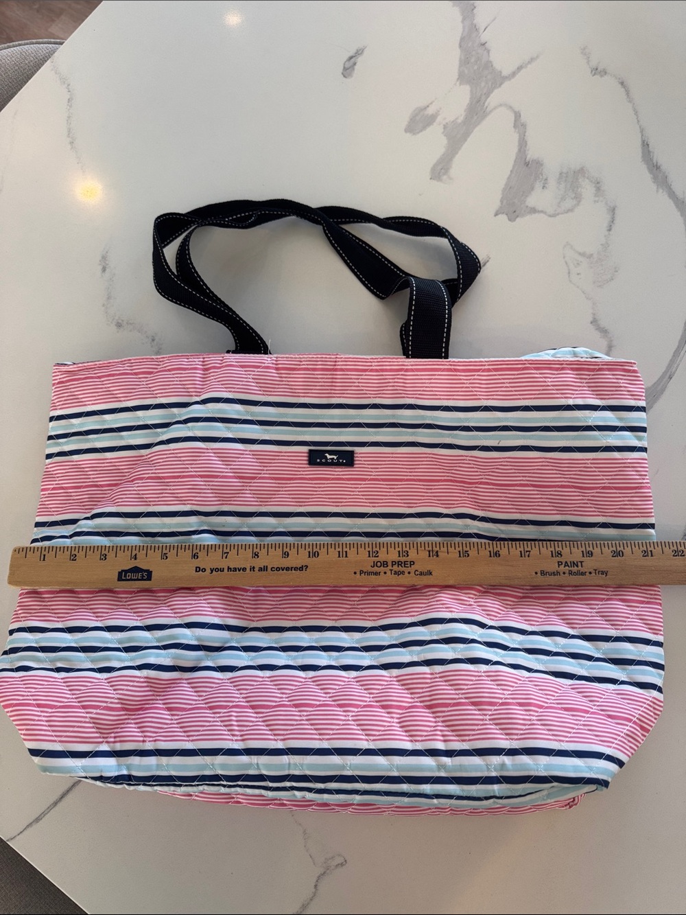 SCOUT Plus 1 Travel Bag pink blue white stripe packable beach travel pool tote - Picture 10 of 10